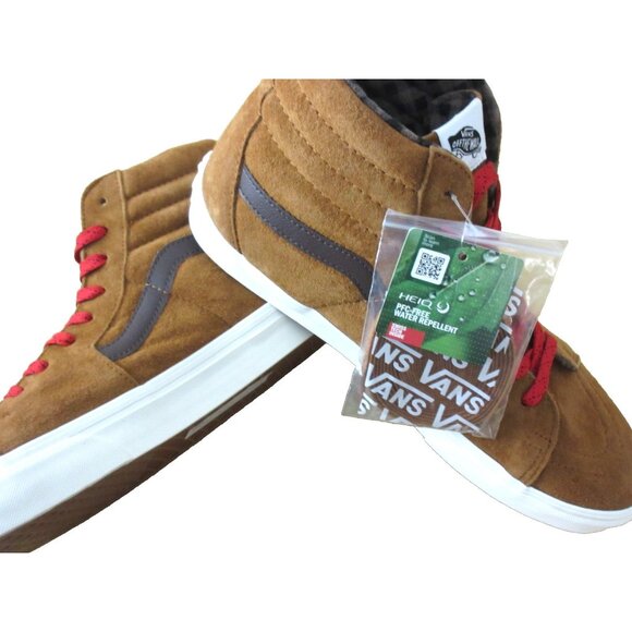 Vans Men's Sk8-Hi Pig Suede Plaid Glazed Ginger Brown shoes Sizes NIB - Picture 4 of 5